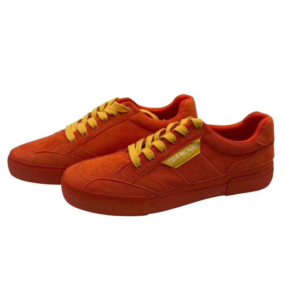 True Religion Sneakers Mens 10.5 Orange Excellent Low Top Textile Skate Shoes